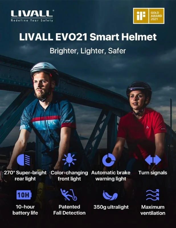 Išmanusis šalmas Livall EVO21, M dydžio, baltas