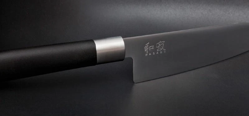 Japoniško plieno šefo peilis KAI Wasabi DM6710P, 10 cm ašmenys, juodas