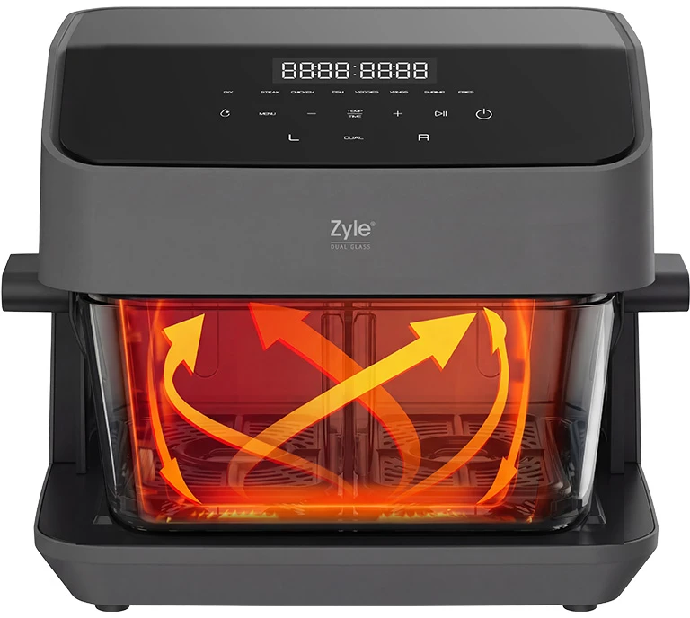 Karšto oro gruzdintuvė Zyle Dual Glass ZY070AF, 2200 W, 8 l