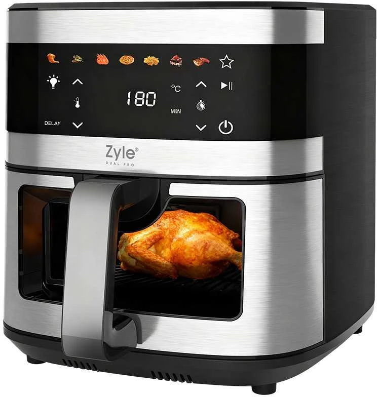 Karšto oro gruzdintuvė Zyle Dual Pro su dvigubu kaitinimo elementu, ZY796AF, 2000 W, 9 l