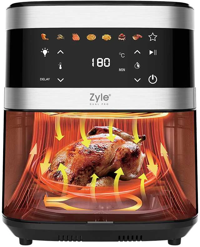 Karšto oro gruzdintuvė Zyle Dual Pro su dvigubu kaitinimo elementu, ZY796AF, 2000 W, 9 l