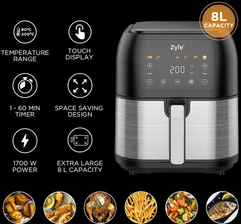 Karšto oro gruzdintuvė Zyle ZY008AF, 1700W, 8 l