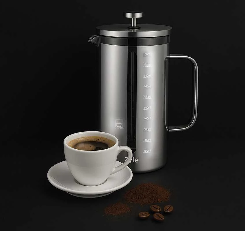 Kavamalė Kavinukas su nuspaudimu ZYLE, ZY611CF, stiklinis, 1000 ml
