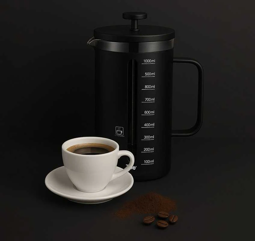 Kavamalė Kavinukas su nuspaudimu ZYLE, ZY612CF, stiklinis, 1000 ml