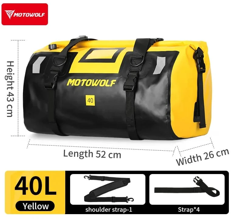 Krepšys MotoWolf Juodas/Geltona MDL0717BY, 40 L
