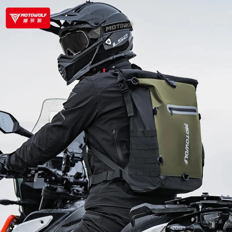 Kuprinė MotoWolf Army Žalias MB3AG, su integruota gertuve, 21 L