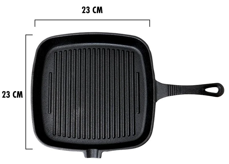 Kvadratinė ketaus keptuvė su grill paviršiumi Zyle 23 x 23 cm, ZY123KGFP