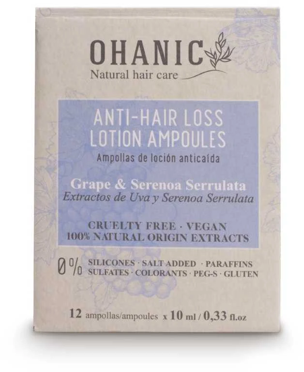 Rinkinys plaukams Ohanic Pack Anti Hair Loss, rinkinį sudaro: plaukų šampūnas 250 ml, ampulės nuo plaukų slinkimo 12 vnt., kosmetinė, OHANKITOH06