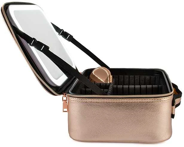 Lagaminas kosmetikos priemonėms OSOM Professional Cosmetic Case With Lighted Mirror OSOMP040RG, rožinės aukso spalvos