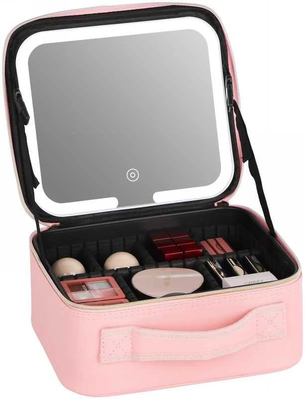 Lagaminas kosmetikos priemonėms OSOM Professional Cosmetic Case With Lighted Mirror OSOMP040RG, rožinės aukso spalvos
