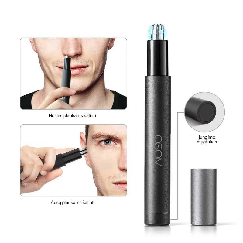 Osom Hair Trimmer nosies, ausų plaukų trimeris, pilkos spalvos