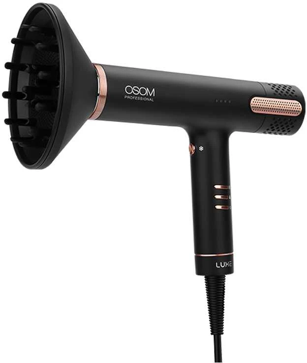 Plaukų džiovintuvas OSOM Professional LUXE BLDC High Speed Plaukų džiovintuvas OSOMPF08BL, 1500 W, juodos spalvos