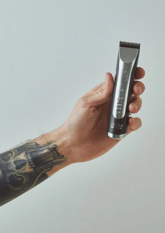 OSOM Professional Hair Trimmer Profesionali plaukų kantavimo mašinėlė - trimeris, LiFePo4 baterija, 100-240 V, 50/60 Hz, pilkos spalvos