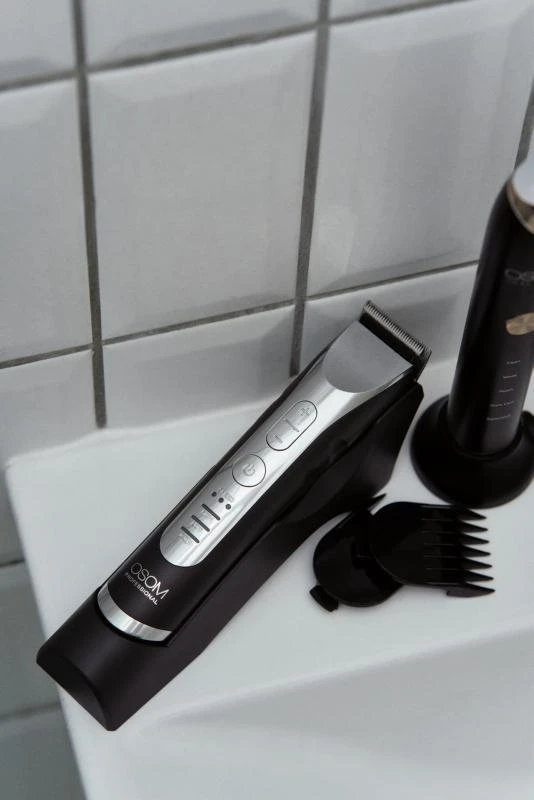 OSOM Professional Hair Trimmer Profesionali plaukų kantavimo mašinėlė - trimeris, LiFePo4 baterija, 100-240 V, 50/60 Hz, pilkos spalvos