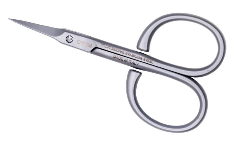 Žirklutės odelėms Osom Professional, 9 cm, nerūdijančio plieno, išlenktos, smailiu galu