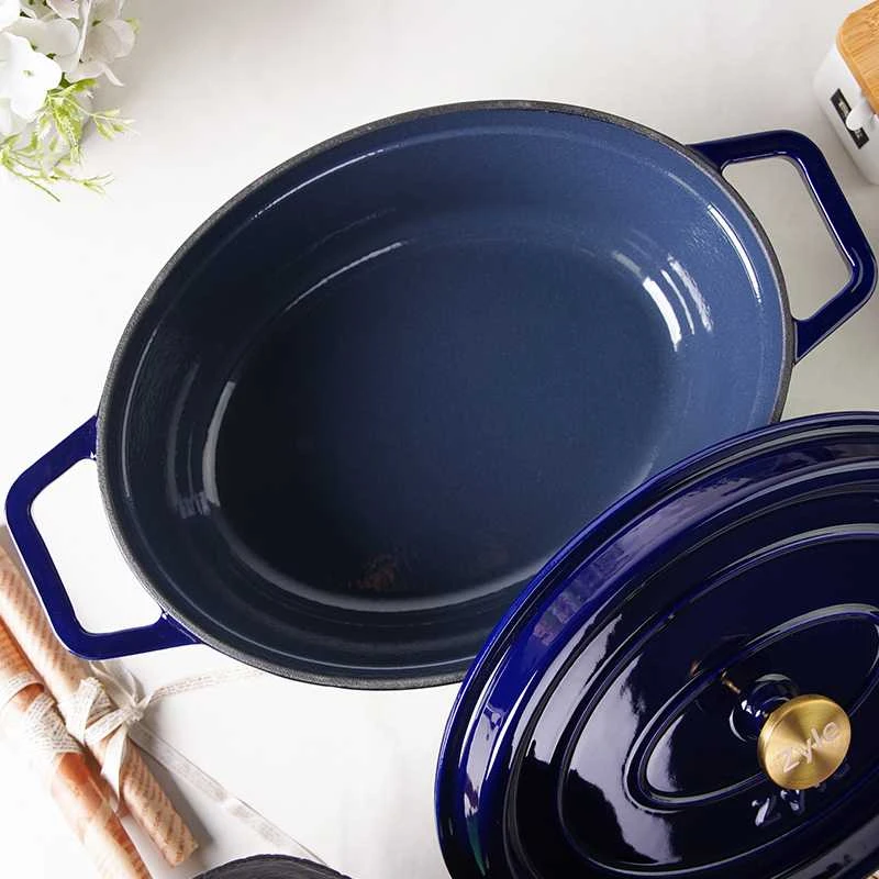 Ovalus emaliuotas ketaus puodas Zyle ZY040BLKI, mėlynas, 7,8 l