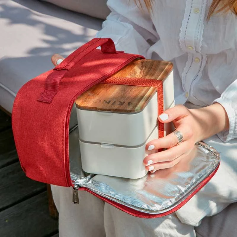 Pietų dėžutė su termo maišeliu Akinod Bento+Lunch bag 11:58 Blanc/Terracotta, AKI000056