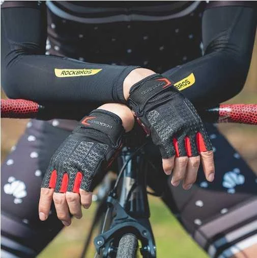 Pirštinės dviračiams, paspirtukams RockBros S169BRXL, juoda/raudona spalva