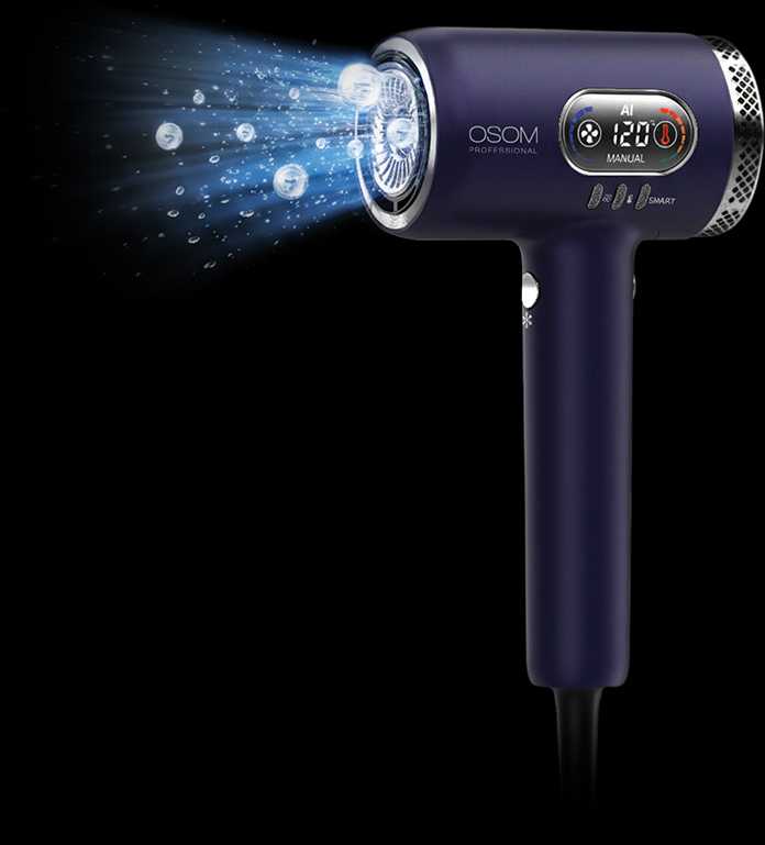 Plaukų džiovintuvas OSOM Professional SmartFlow AI High Speed Plasma Plaukų džiovintuvas OSOMPSMFLBL, 2000 W, mėlynos spalvos