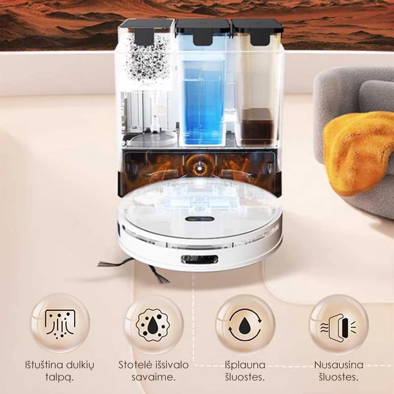 Plaunantis robotas siurblys Zyle WetBot ZY50RV, su savaiminio išsivalymo stotele