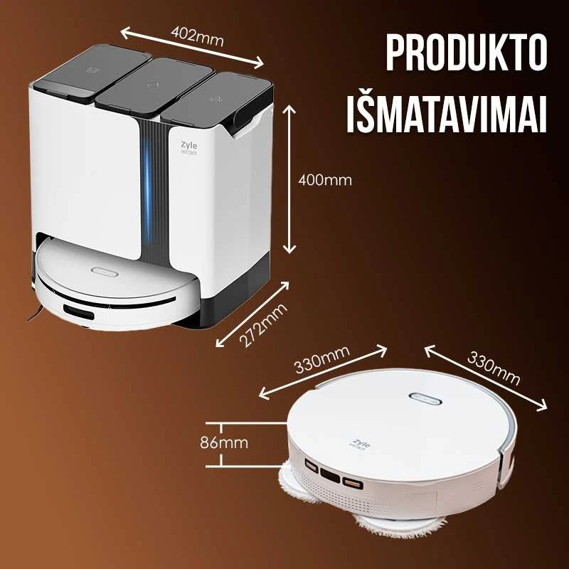 Plaunantis robotas siurblys Zyle WetBot ZY50RV, su savaiminio išsivalymo stotele