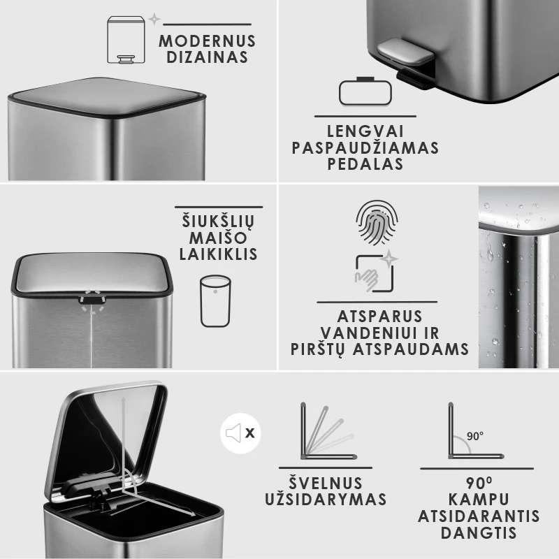 Šiukšliadėžė Zyle ZY1049PTB, 5 l