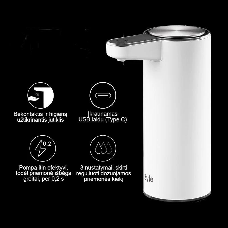 Bekontaktis skysto muilo dozatorius Zyle ZY6188MW, baltas