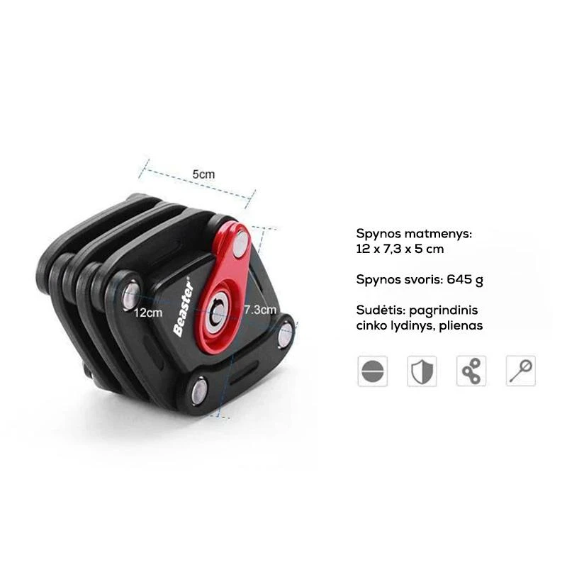 Beaster Scooter Sulankstoma spyna Beaster BS310LC, skirta dviračiams ir paspirtukams