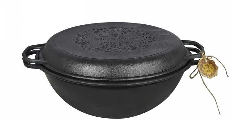 Maysternya Ketaus KAZANAS WOK 8L su ketaus dangčiu keptuvė | T405CP