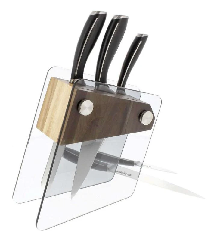 Peilių rinkinys Vinzer Crystal VNZ89113/VNZ50113, 6 vnt. su permatomu stovu
