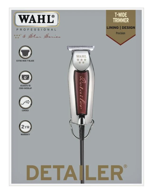 Profesionali plaukų kantavimo mašinėlė-trimeris WAHL PRO Detailer Wide 5 Star Line 08081-1216, platus peiliukas
