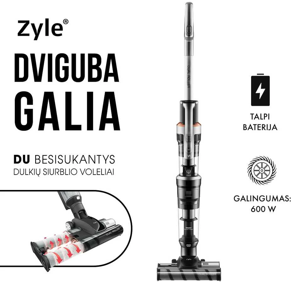Įkraunamas dulkių siurblys Zyle Dual Roller ZY605VC, 600 W