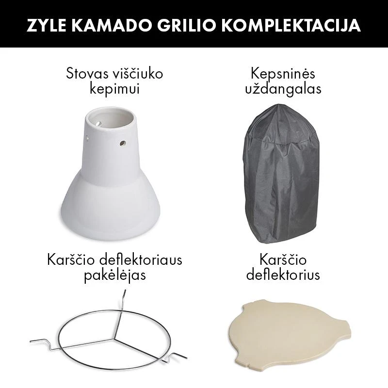 Kamado grilis su priedais Zyle 62 cm, X Large Diamond ZY24KSRDDISET, raudonas