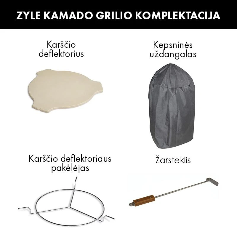 Kamado grilis su priedais Zyle 62 cm, X Large ZY24RDSET, raudonas