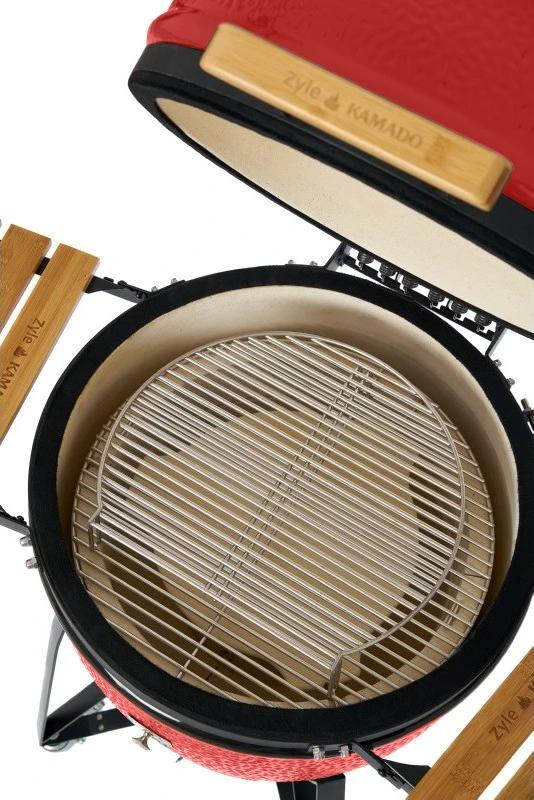Kamado grilis su priedais Zyle Kamado 69 cm, The King ZY27RDSET, raudonas