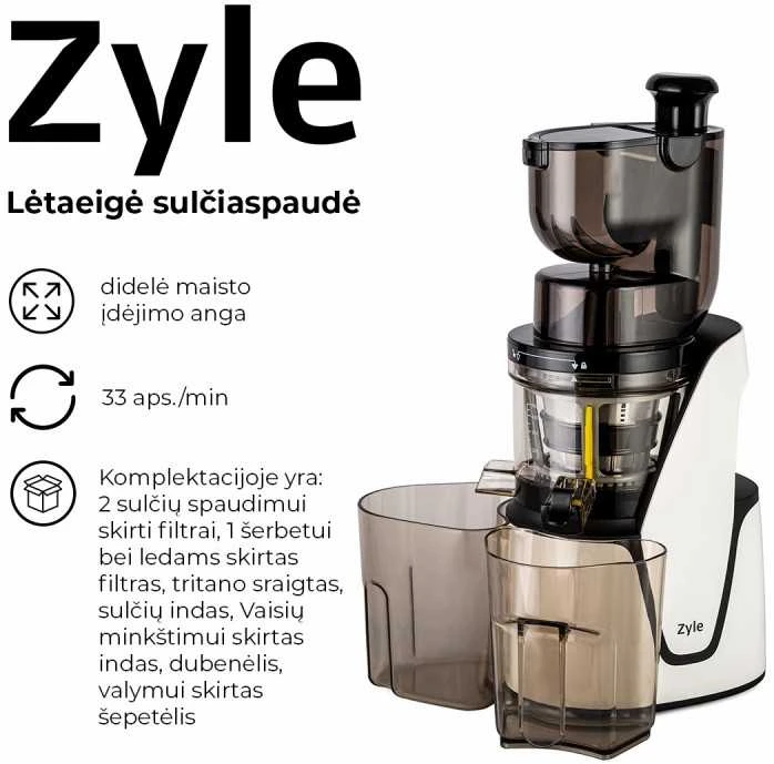 Lėtaeigė sulčiaspaudė Zyle, ZY016WSJ, su didele maisto įdėjimo anga