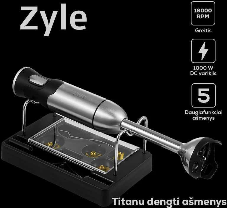 Daugiafunkcis maisto smulkintuvas Zyle ZY101PRO su titanu padengtais ašmenimis, 1000 W