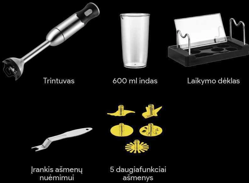 Daugiafunkcis maisto smulkintuvas Zyle ZY101PRO su titanu padengtais ašmenimis, 1000 W