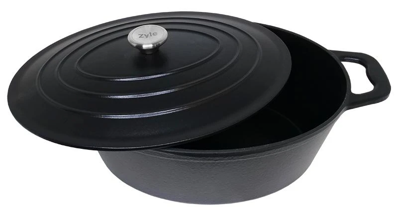 Ovalus emaliuotas ketaus puodas Zyle ZY036BKI, talpa 7,7 l, juodas