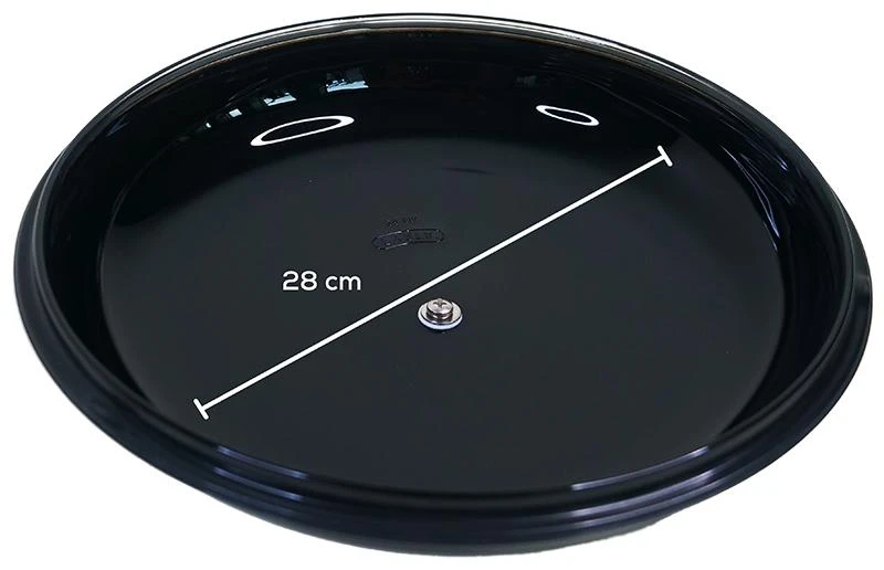 Juodas stiklinis dangtis 28 cm skersmens