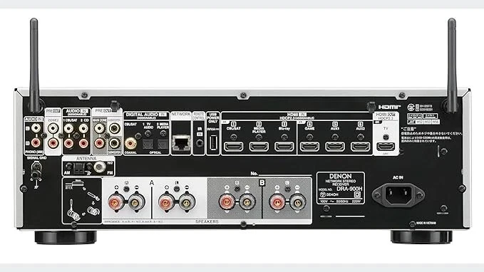 Muzikinis centras Denon DRA-900H 100W - 2.2 Chanel 100W 8K AV imtuvas su įmontuotu HEOS®, sidabrinis