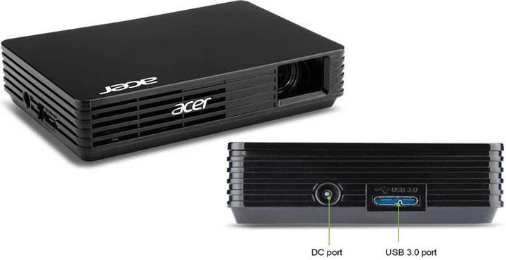 Acer C120 LED duomenų projektorius 100 ANSI lumens DLP WVGA (854x480) Nešiojamas projektorius Juoda