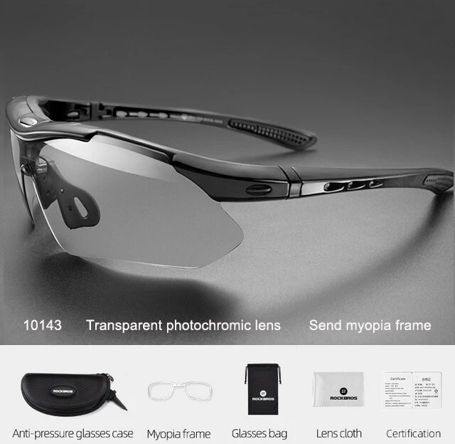 Rockbros 10143 photochromic UV400 dviratininko akiniai – juodos spalvos