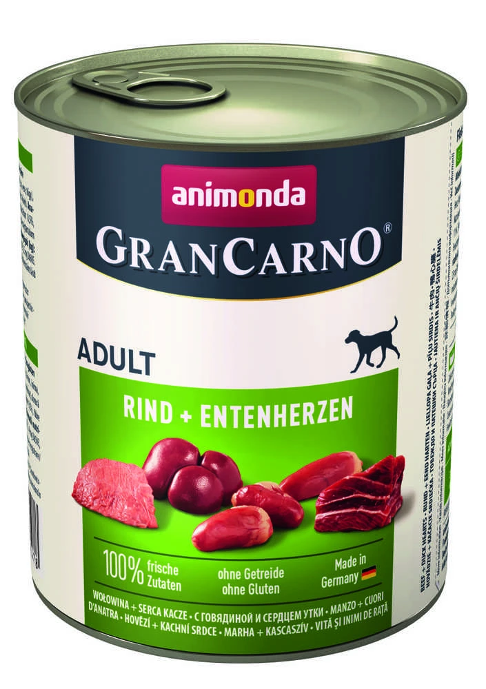 Animoda Animonda Grancarno adult 800g suaugusių šunų konservai su jautiena ir ančių širdelėmis MR
