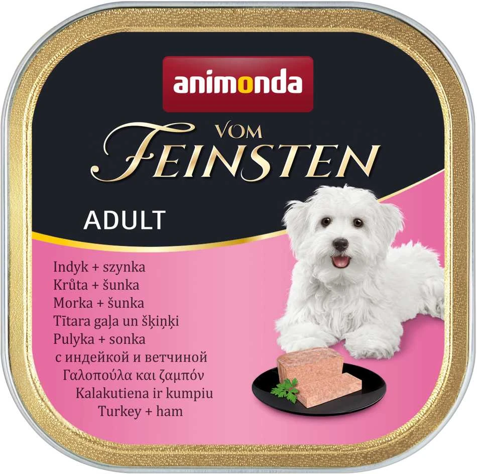 Animoda Animonda Vom feinsten suaugusių šunų konservuotas pašaras su kalakutiena ir kumpiu, 150g