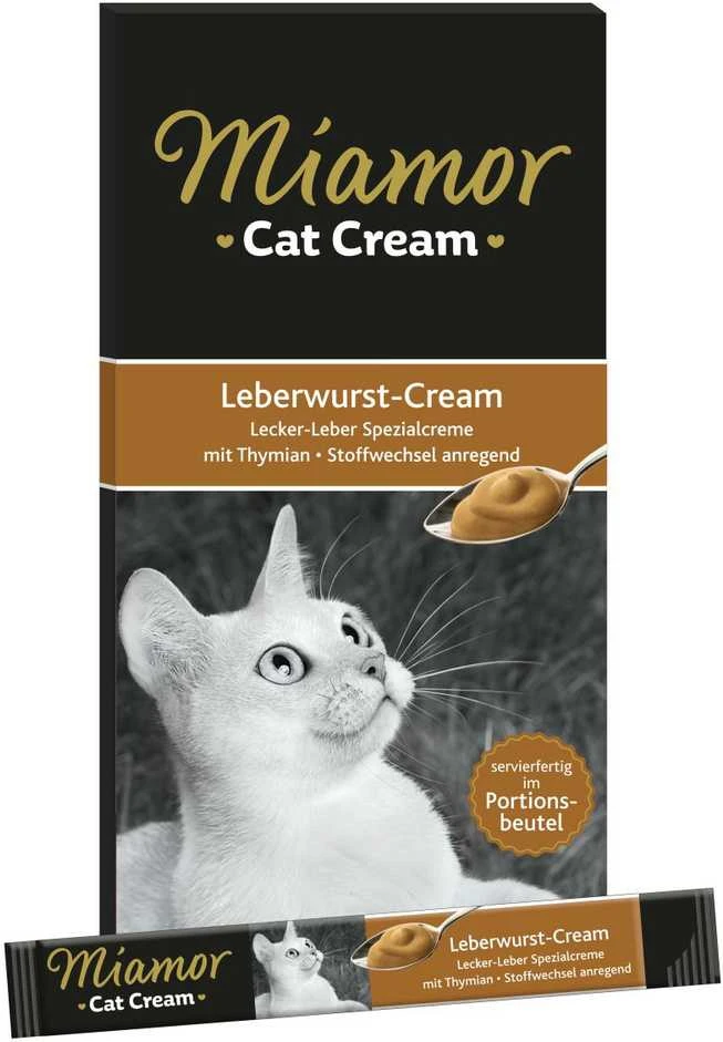 FINNERN MIAMOR LEBERWURST-CREAM skystas kačių skanėstas su kepenėlėmis suaugusioms katėms, 6x15 g