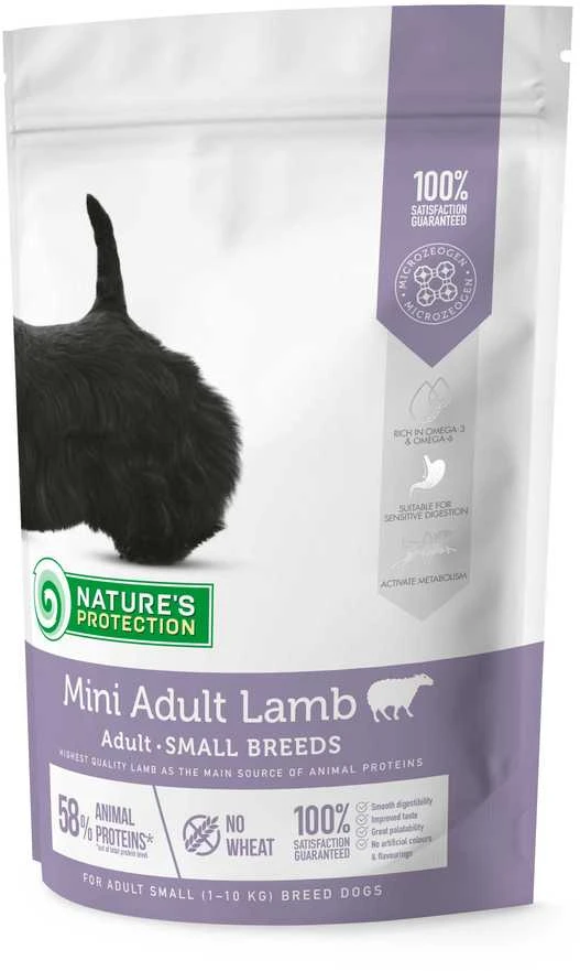 Nature's Protection Mini Adult ėriena Small breed dog 500g, mažų veislių suaugusių šunų sausas pašaras su ėriena