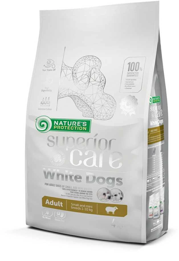 Nature's Protection Superior Care Baltas Dogs ėriena Adult Small and Mini Breeds 4kg, mažų ir labai mažų veislių suaugusių baltakailių šunų sausas pašaras su ėriena