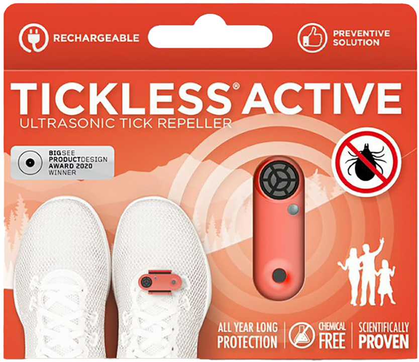 Protectone TickLess Active žmonių ultragarsinis pakabukas nuo erkių ir blusų, įkraunamas, oranžinis