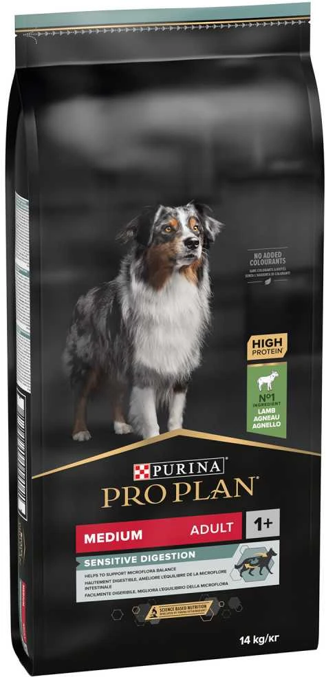 Purina Pro Plan OPTIDIGEST Sensitive Digestion Medium Adult Dog ėriena 14 kg, suaugusių vidutinių veislių, jautrią virškinimo sistemą turinčių šunų sausas pašaras su ėriena 12366972